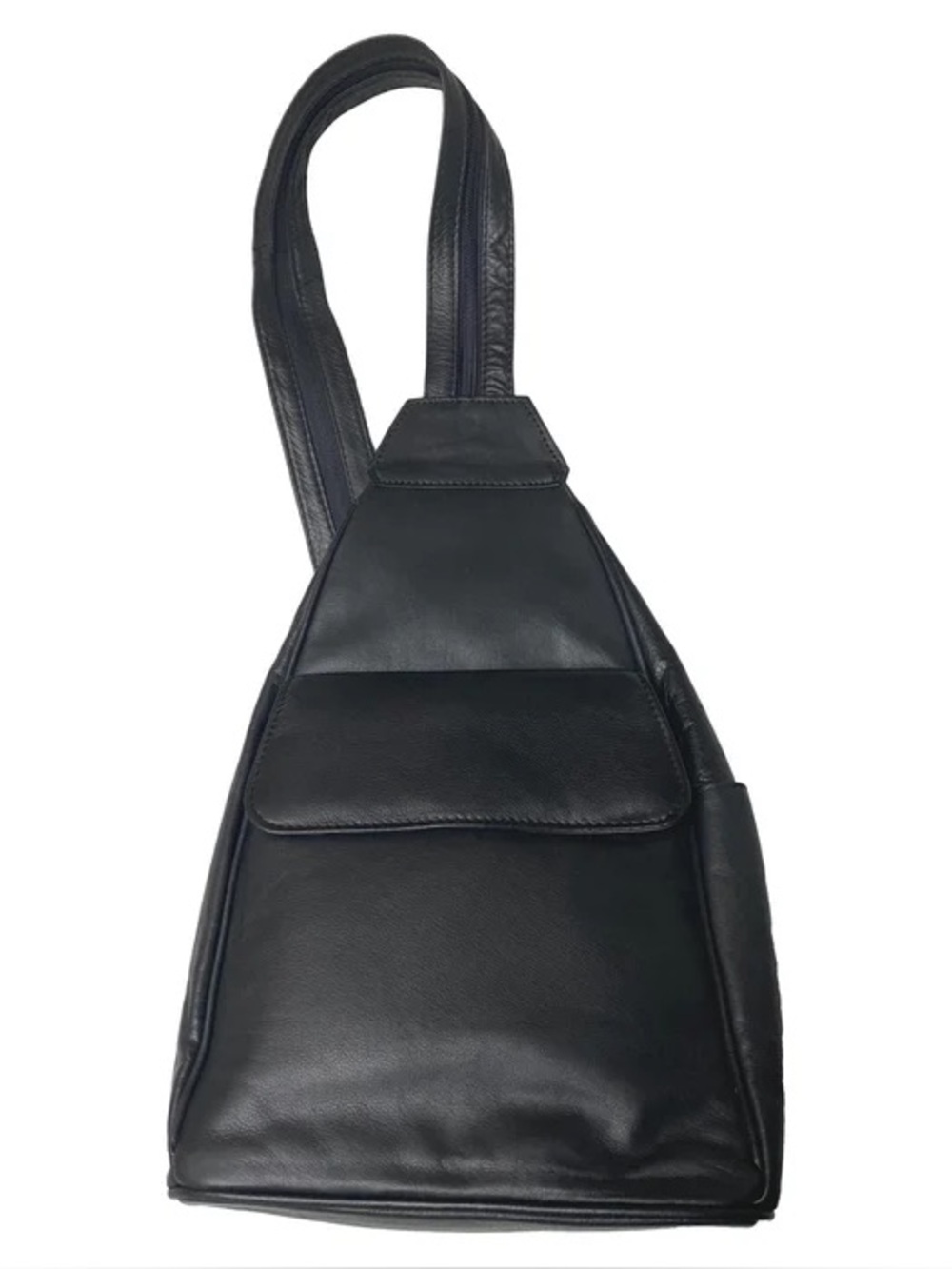 villager Black Leather Sling Bag for Men - Minimalist Crossbody